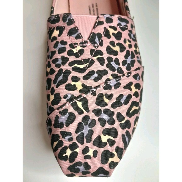 TOMS Alpargata Size 6.5 Pink Leopard Print Ortholite Comfort Slip-on Flat EUC - Picture 5 of 16